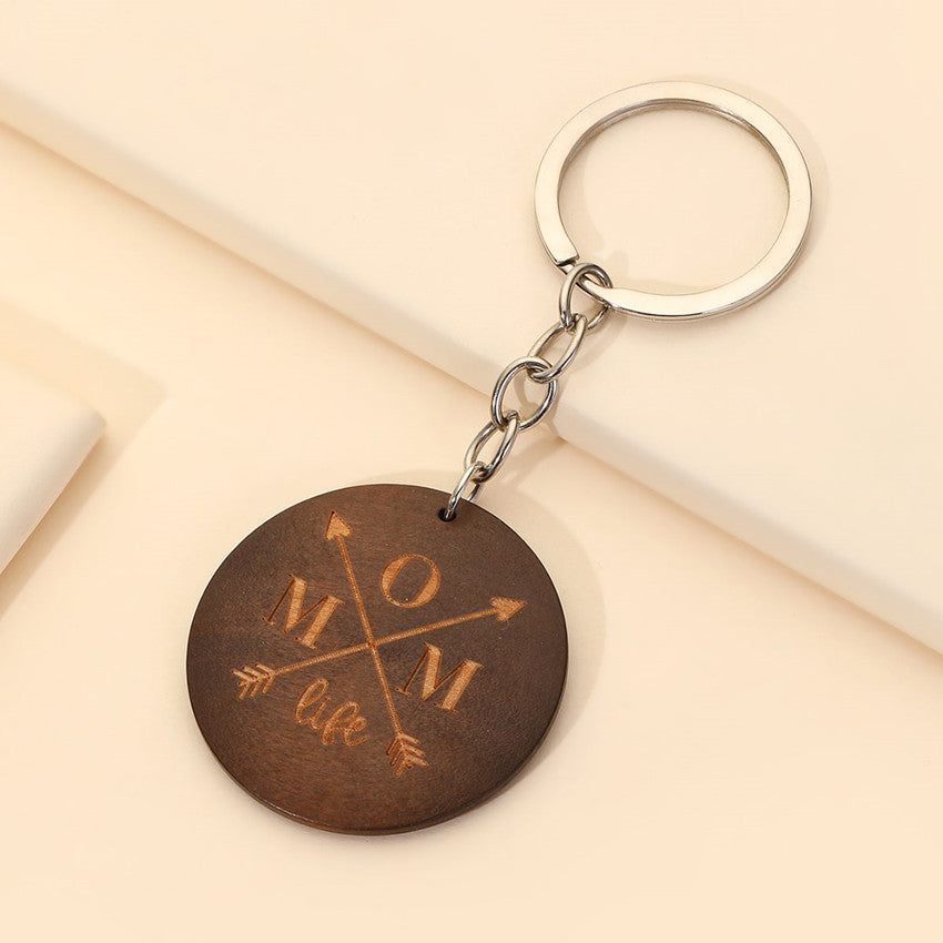 Wholesale Mother's Day MAMA Wooden Round Brand Keychains
